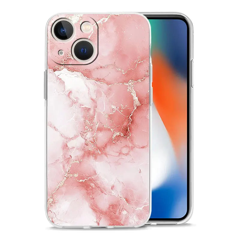Phone Case For iPhone 17 Cases iPhone Air 16 15 12 13 14 Pro Max 15 Plus 16Pro iPhone11 Clear Cover Fashion Gold Pink Marble