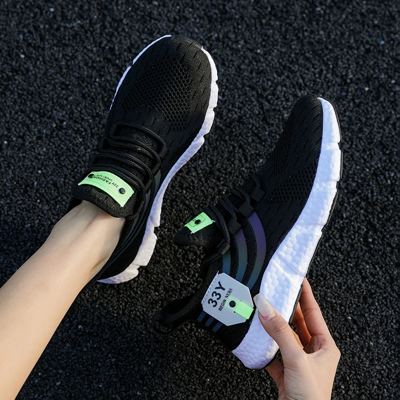 Men Casual Sport Shoes Breathable Lightweight Sneakers Outdoor Mesh Black Running Shoes Athletic Jogging Tenis Walking Shoes