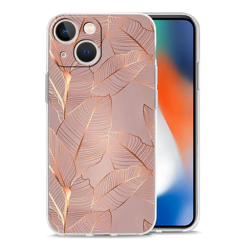 Phone Case For iPhone 17 Cases iPhone Air 16 15 12 13 14 Pro Max 15 Plus 16Pro iPhone11 Clear Cover Fashion Gold Pink Marble