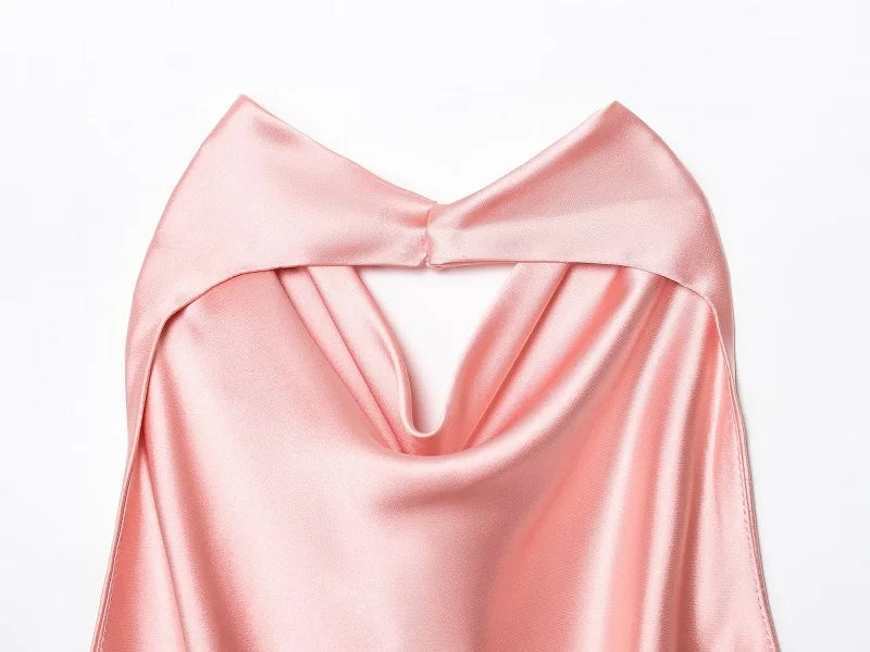 MUJER 2025 Halter Tops for Women Black Satin Backless Top Female Pink Summer Beach Top Woman off Shoulder Camisole Top Women